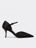 Women's Black Transparent Heeled Shoes
