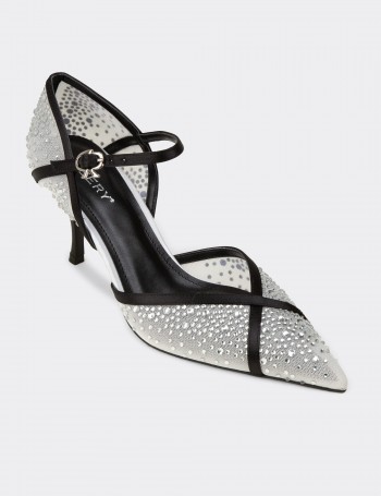 Women's White Transparent Heeled Shoes