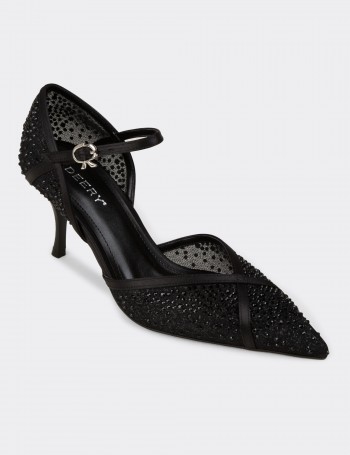 Women's Black Transparent Heeled Shoes