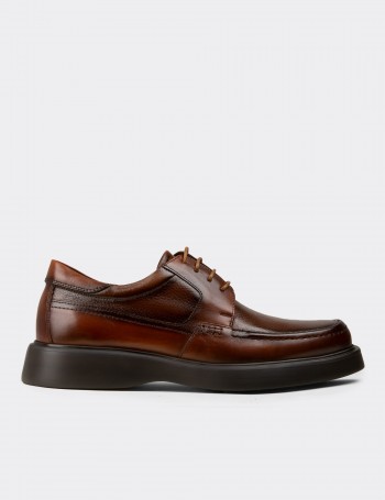 Men's Tan Leather Lace-Up Footwear
