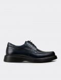 Men's Navy Leather Oxford Shoes