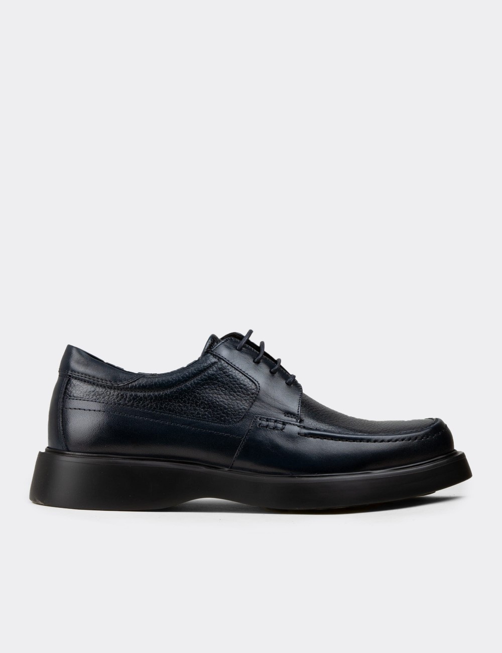 Men's Navy Leather Oxford Shoes - F6662MLCVP01