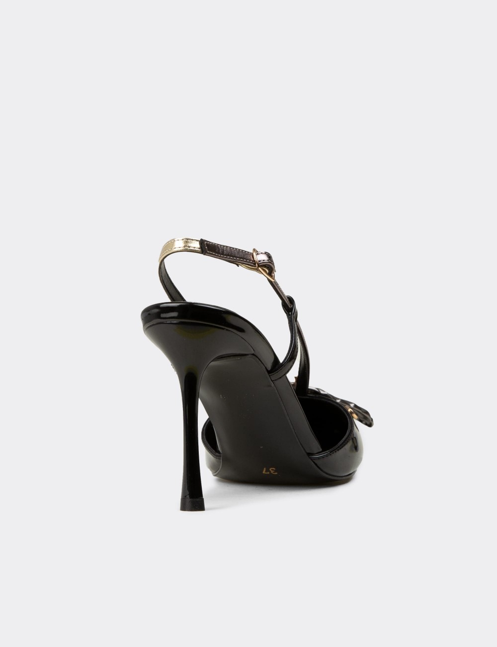 Women's Black Leaf Patterned Pumps - V0T20ZSYHM01