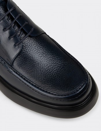 Men's Navy Leather Oxford Shoes