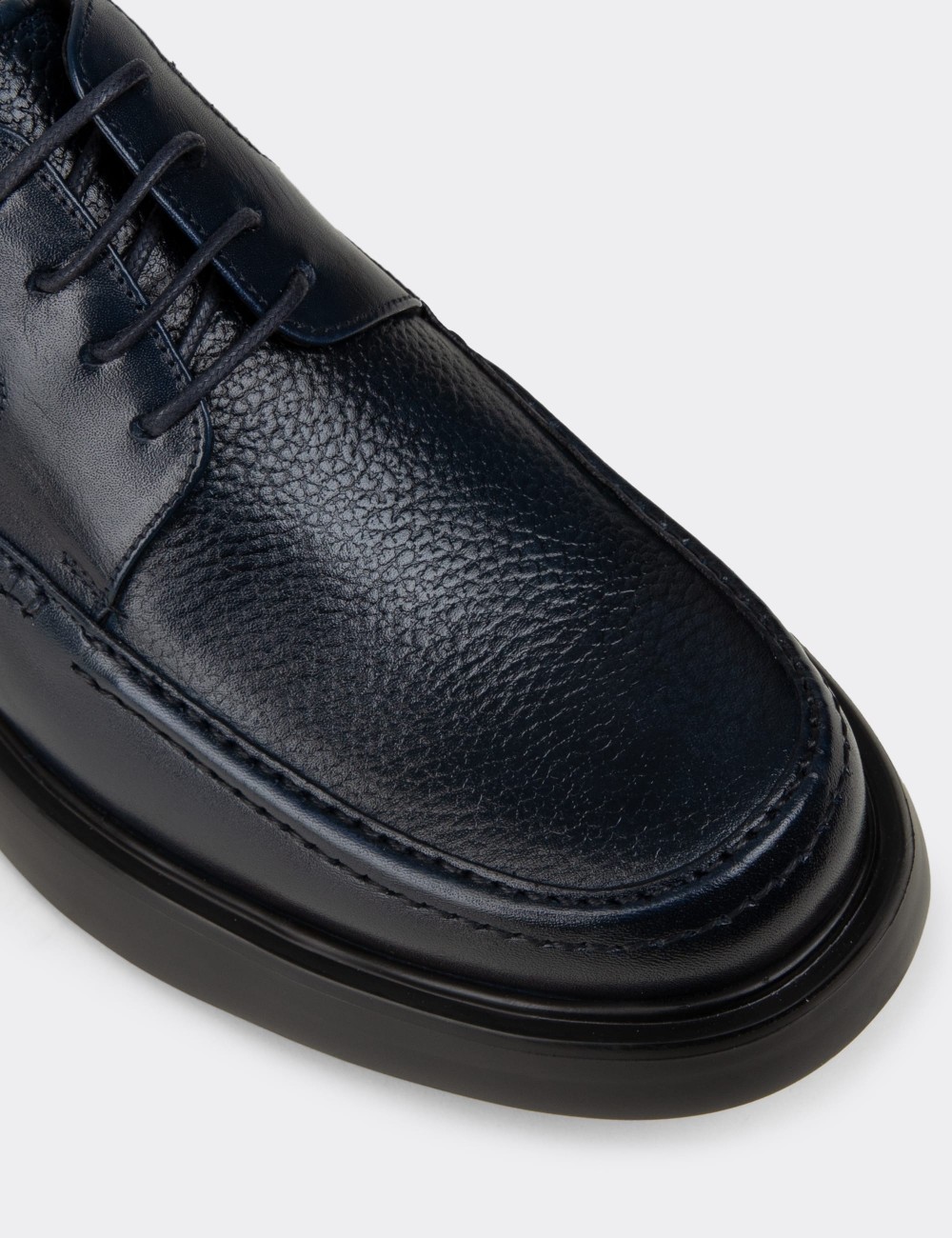 Men's Navy Leather Oxford Shoes - F6662MLCVP01