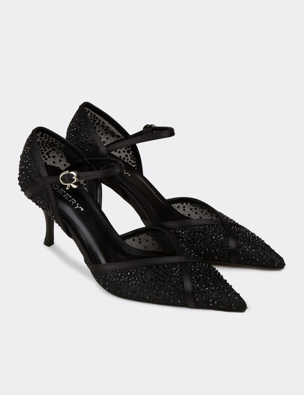 Women's Black Transparent Heeled Shoes - V4069ZSYHM01