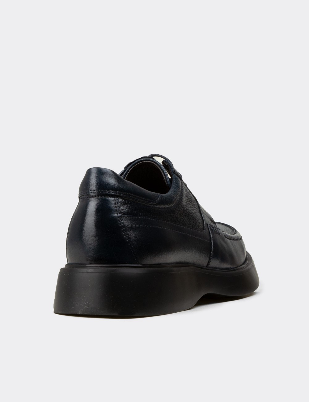 Men's Navy Leather Oxford Shoes - F6662MLCVP01