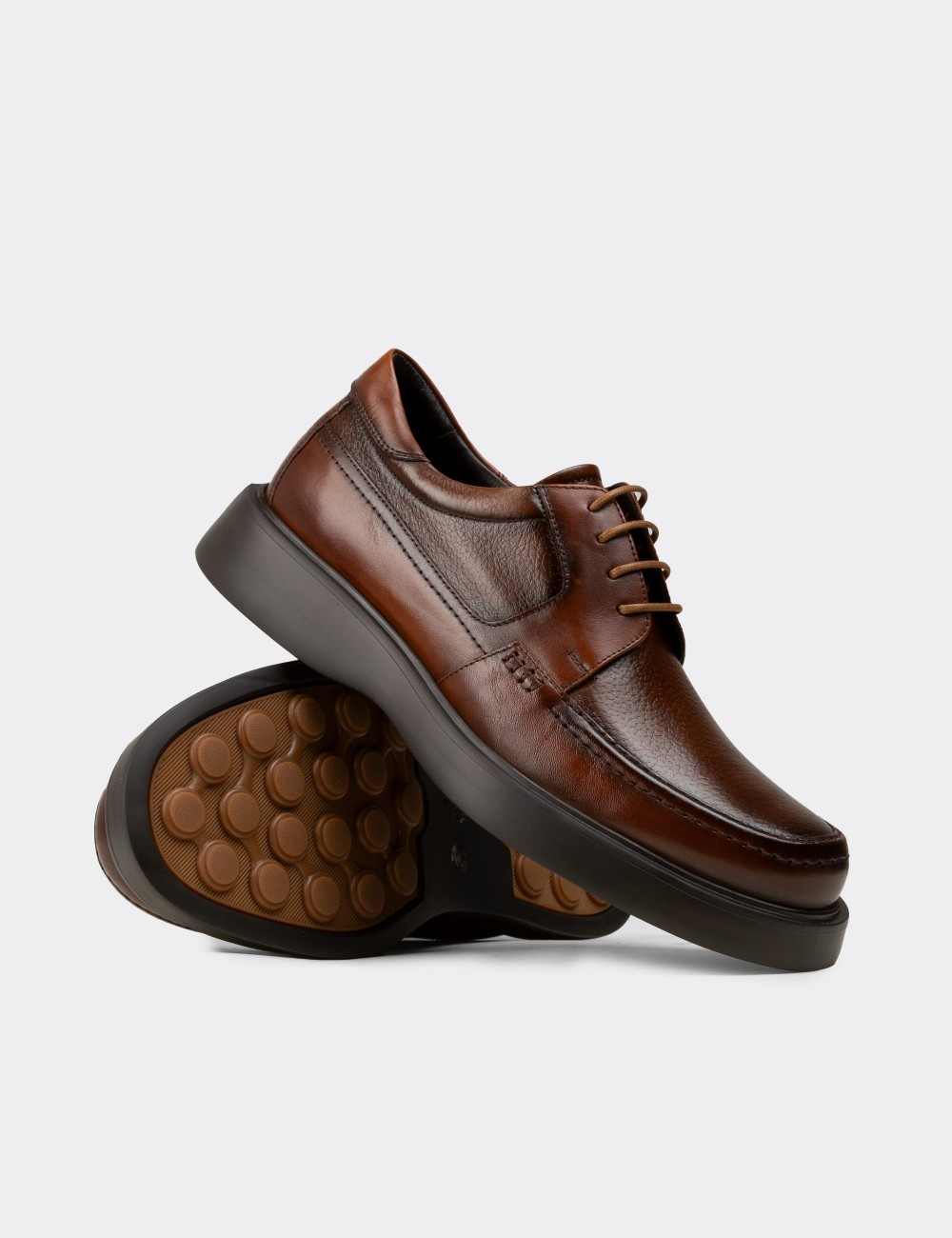 Men's Tan Leather Lace-Up Footwear - F6662MTBAP01