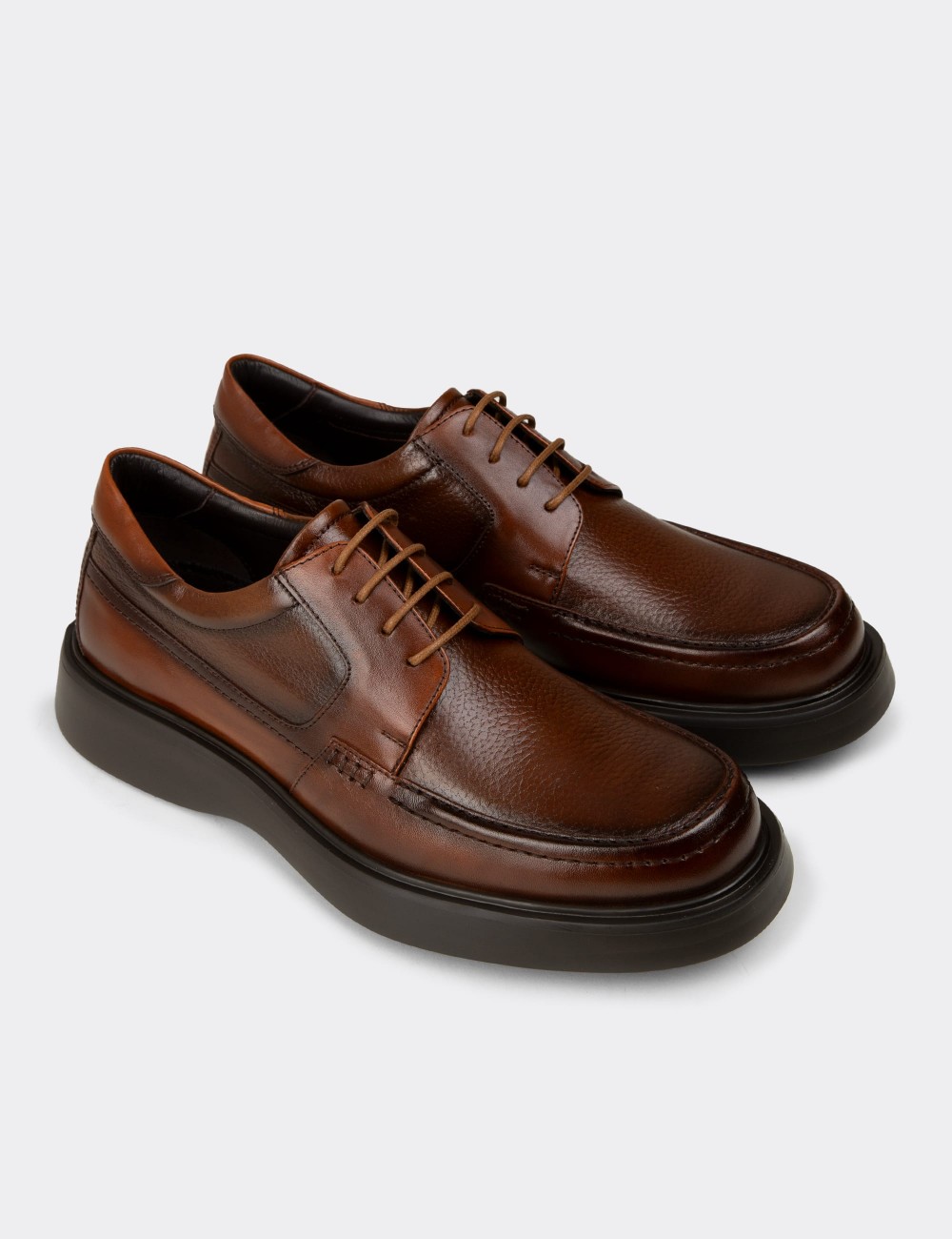 Men's Tan Leather Lace-Up Footwear - F6662MTBAP01