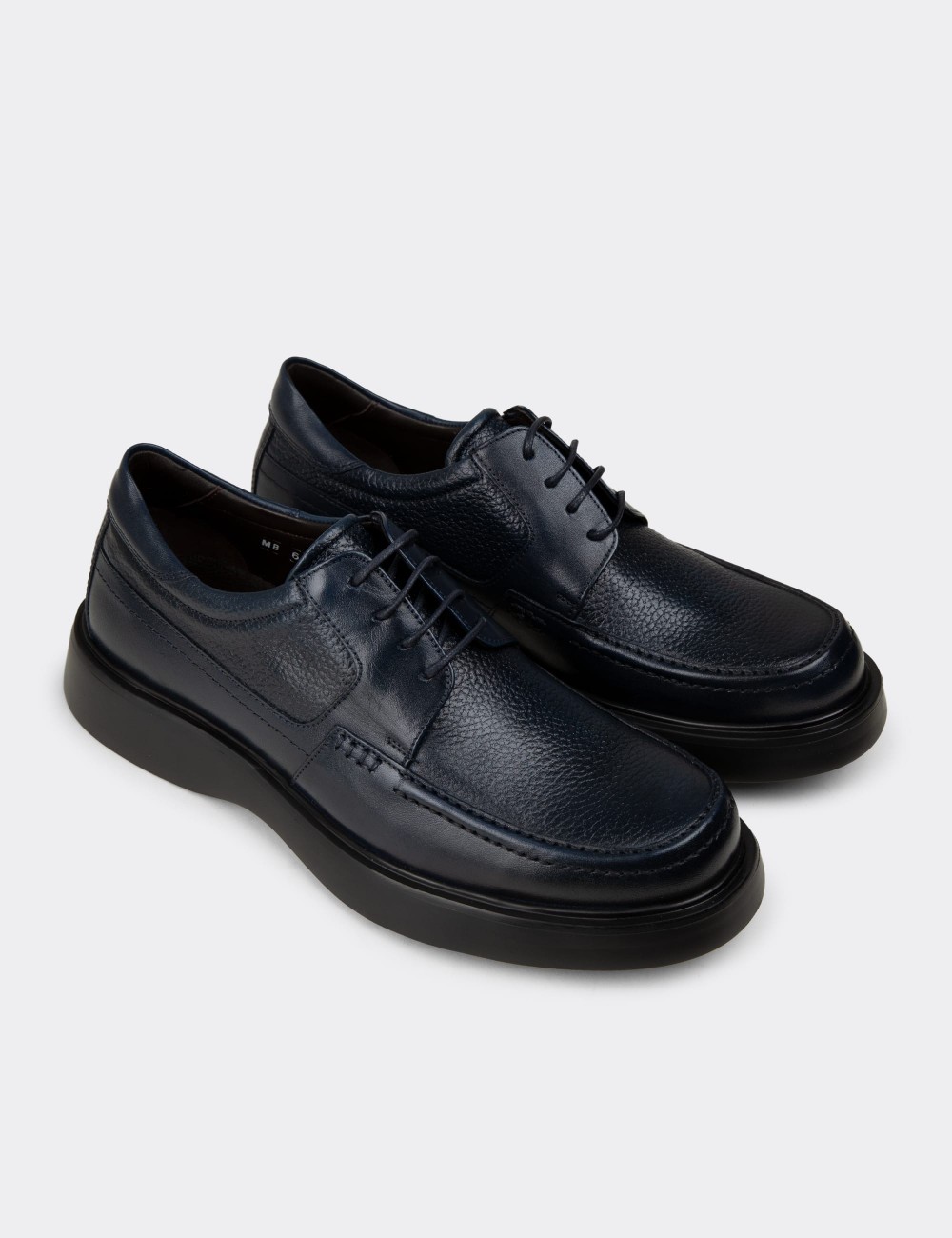 Men's Navy Leather Oxford Shoes - F6662MLCVP01