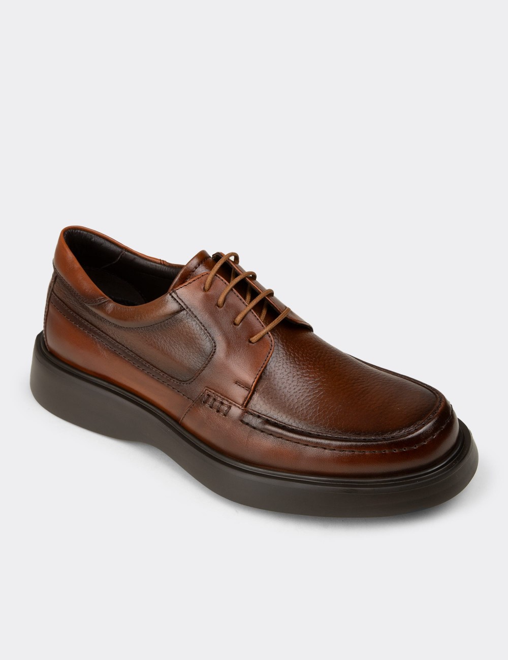 Men's Tan Leather Lace-Up Footwear - F6662MTBAP01