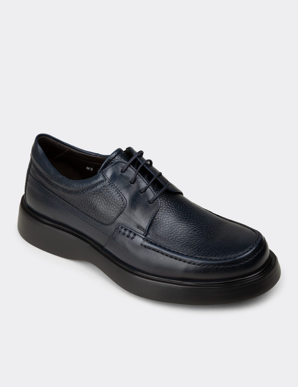 Men's Navy Leather Oxford Shoes - F6662MLCVP01