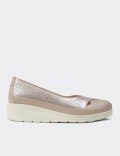 Women's Beige Leather Comfortable Wedge Flats