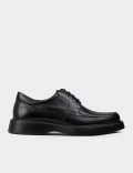 Men's Black Leather Lace-Up Shoes