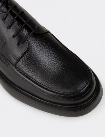 Men's Black Leather Lace-Up Shoes