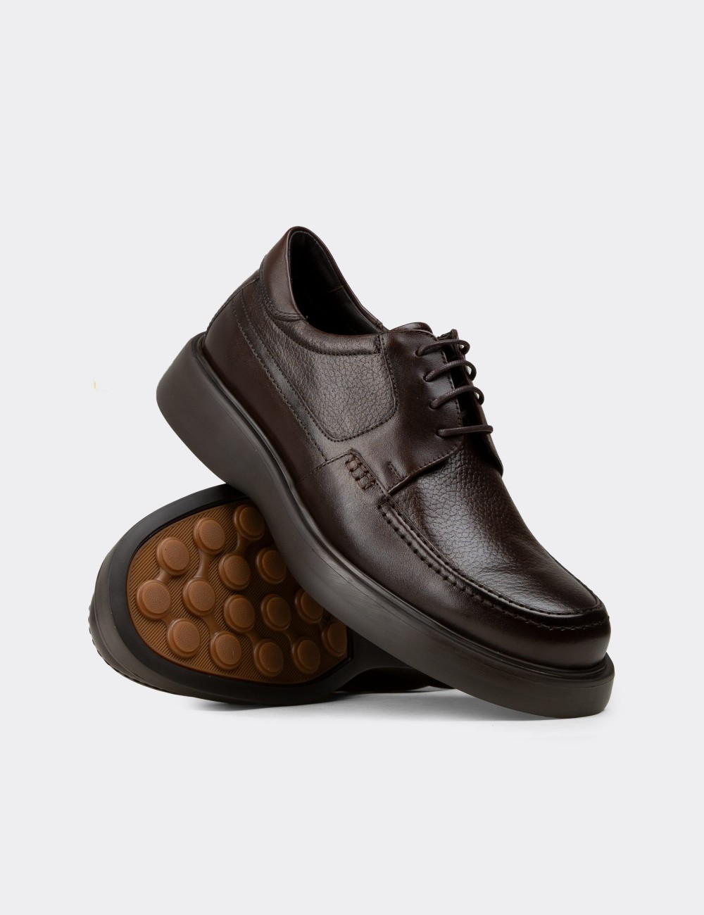 Men's Brown Leather Lace-up Shoes - F6662MKHVP01