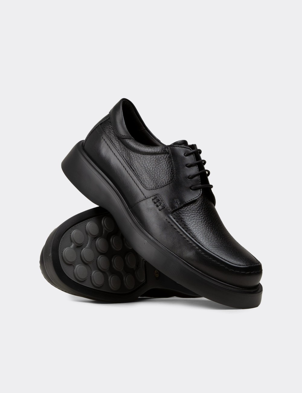 Men's Black Leather Lace-Up Shoes - F6662MSYHP01