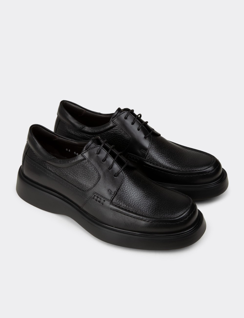 Men's Black Leather Lace-Up Shoes - F6662MSYHP01