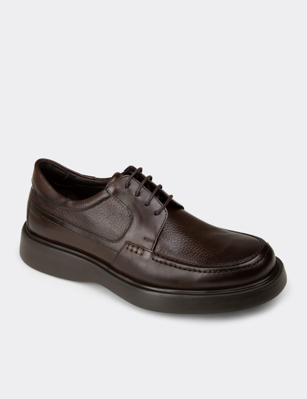 Men's Brown Leather Lace-up Shoes - F6662MKHVP01