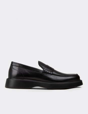 Men's Black Leather Loafers