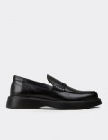 Men's Black Leather Loafers