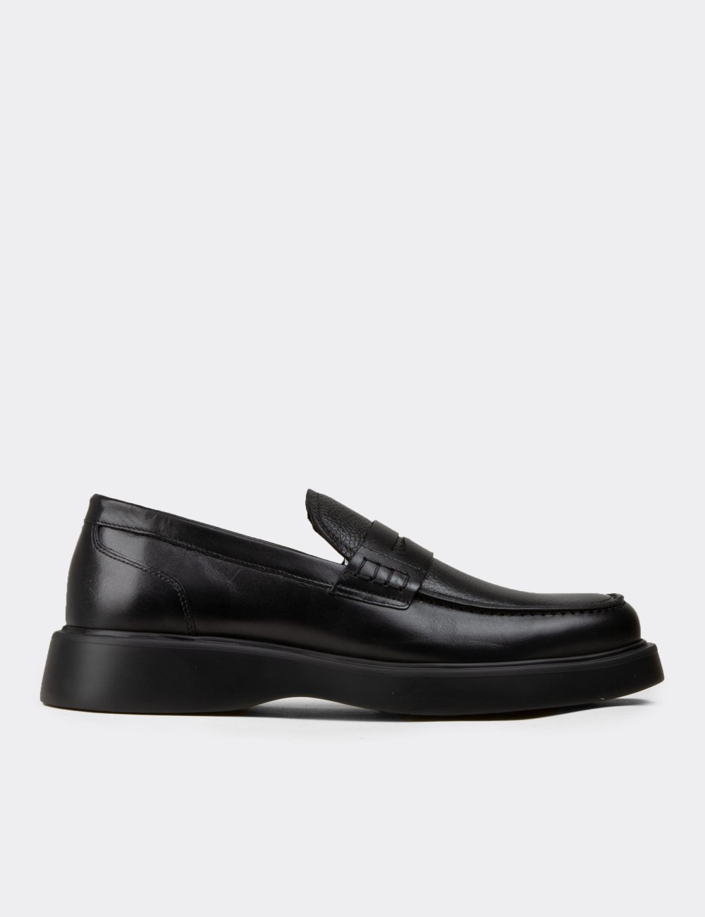Men's Black Leather Loafers - F6683MSYHP01