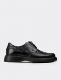 Men's Black Leather Lace-Up Shoes