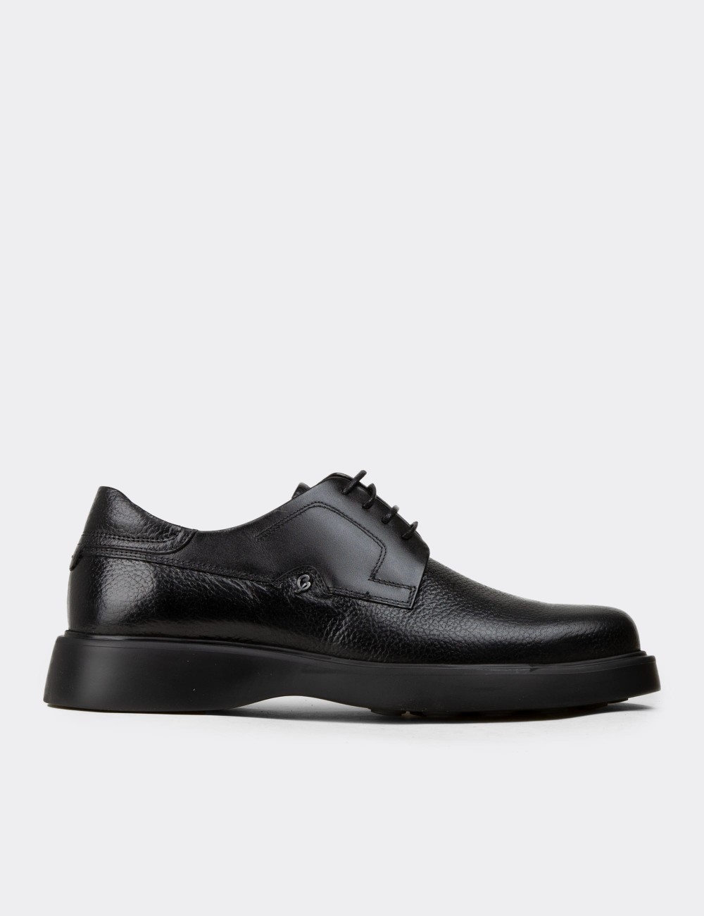 Men's Black Leather Lace-Up Shoes - F6605MSYHP01