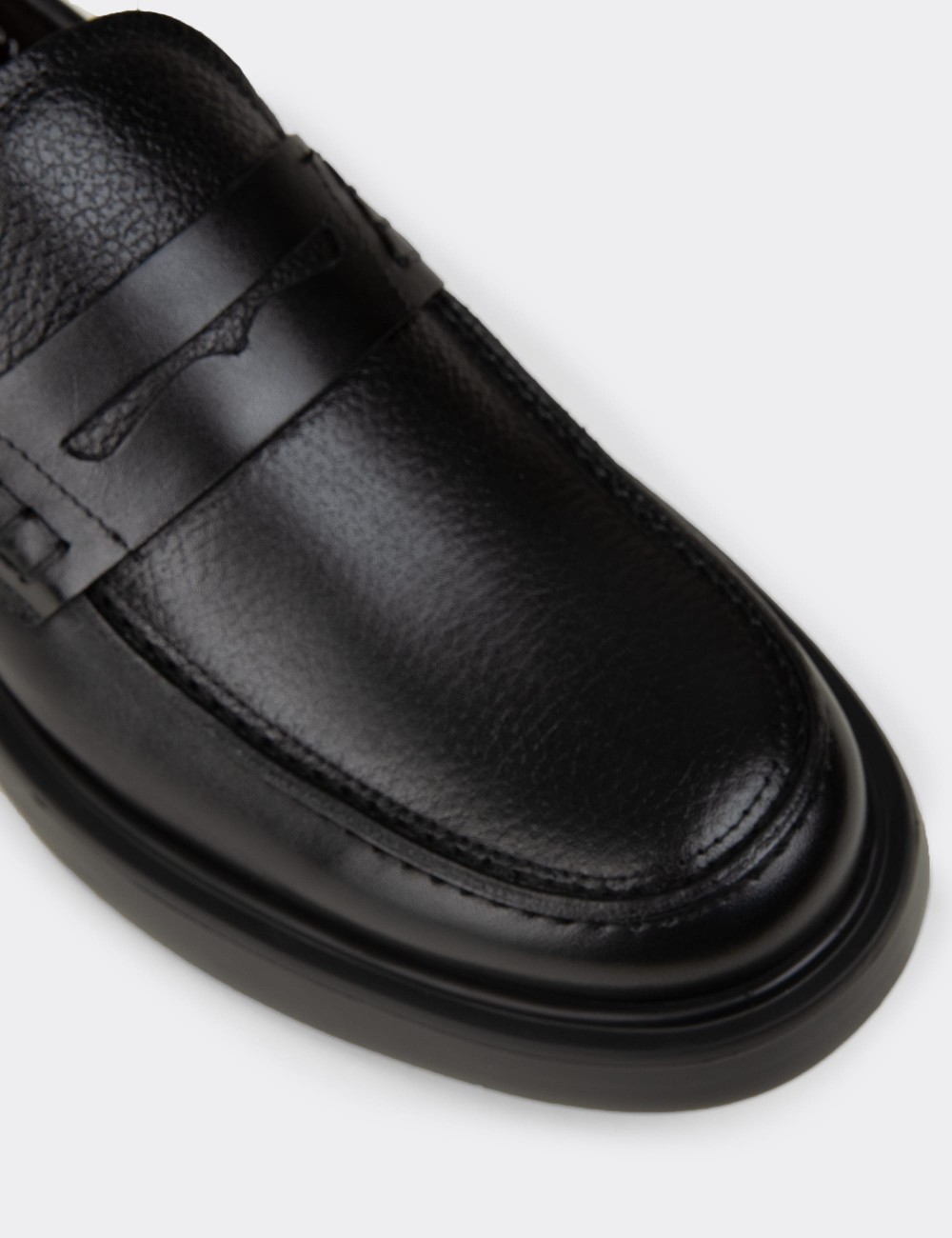 Men's Black Leather Loafers - F6683MSYHP01