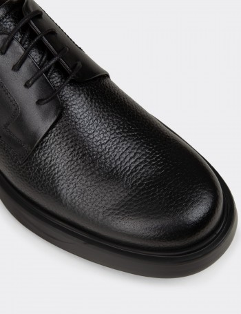 Men's Black Leather Lace-Up Shoes