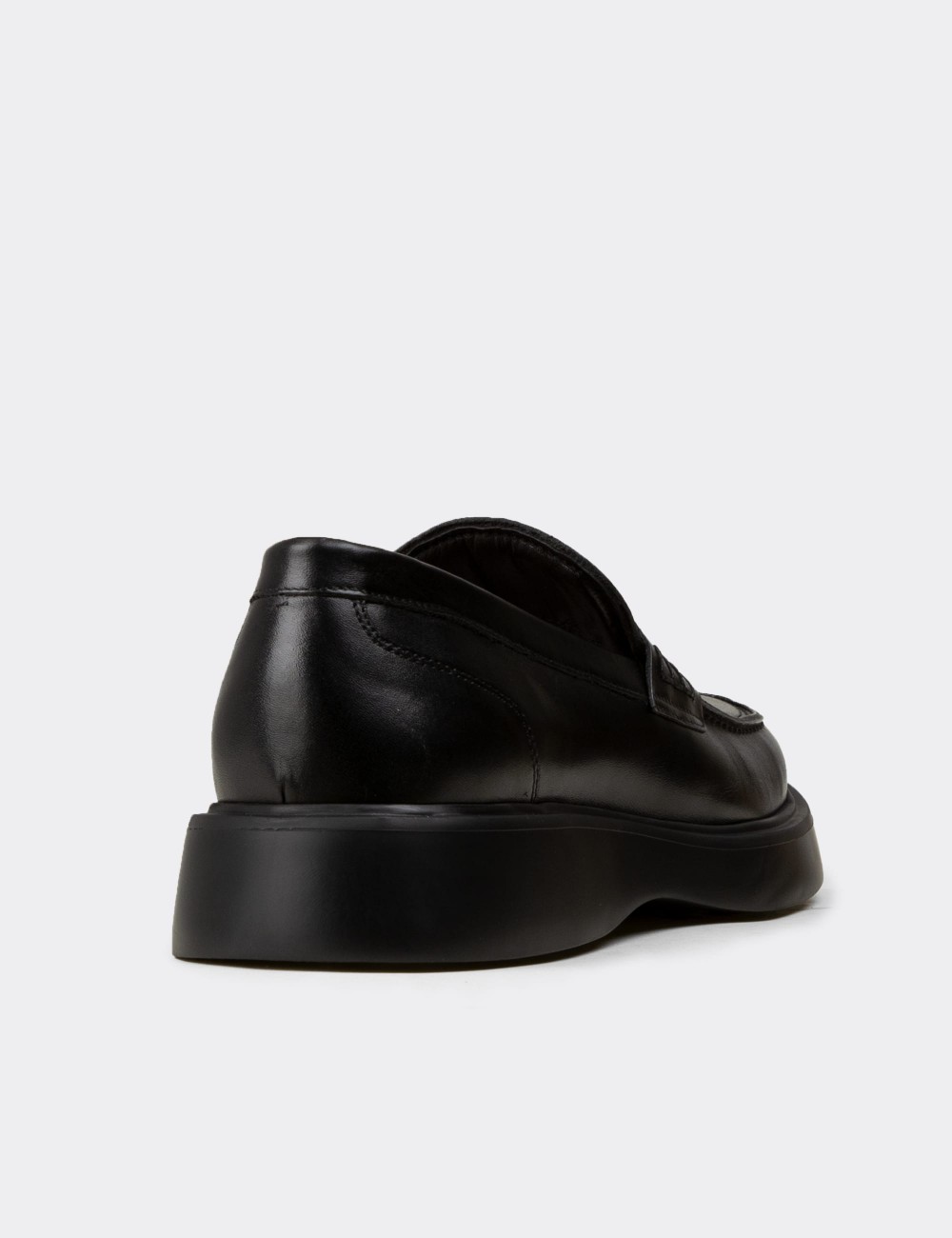 Men's Black Leather Loafers - F6683MSYHP01