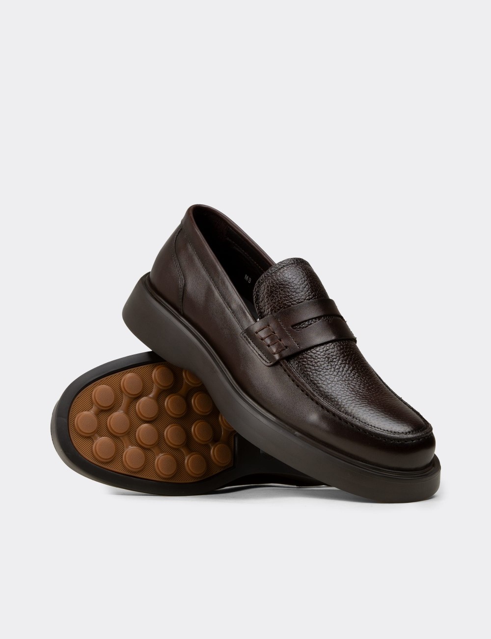 Men's Brown Leather Loafers - F6683MKHVP01