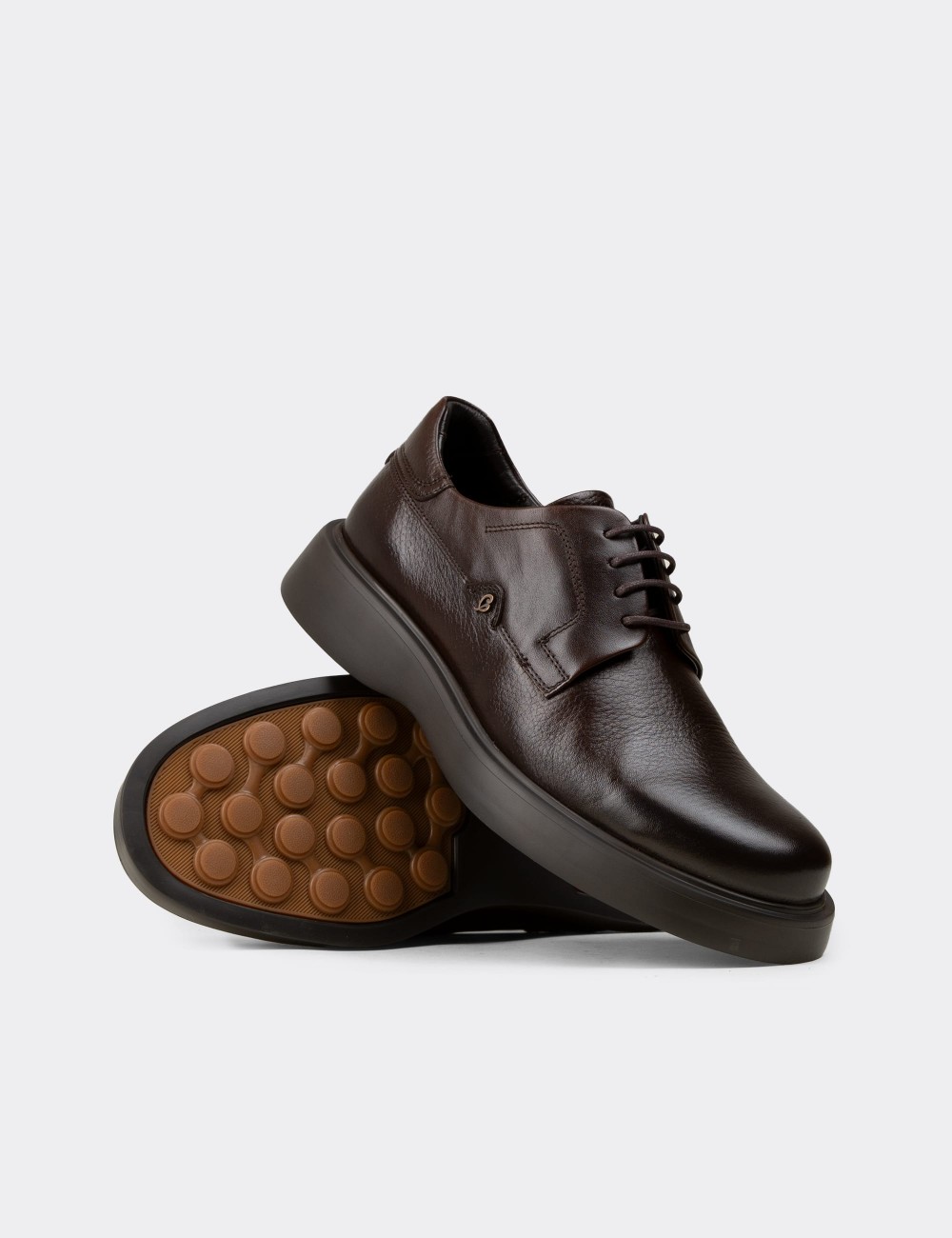 Men's Brown Leather Lace-up Shoes - F6605MKHVP01