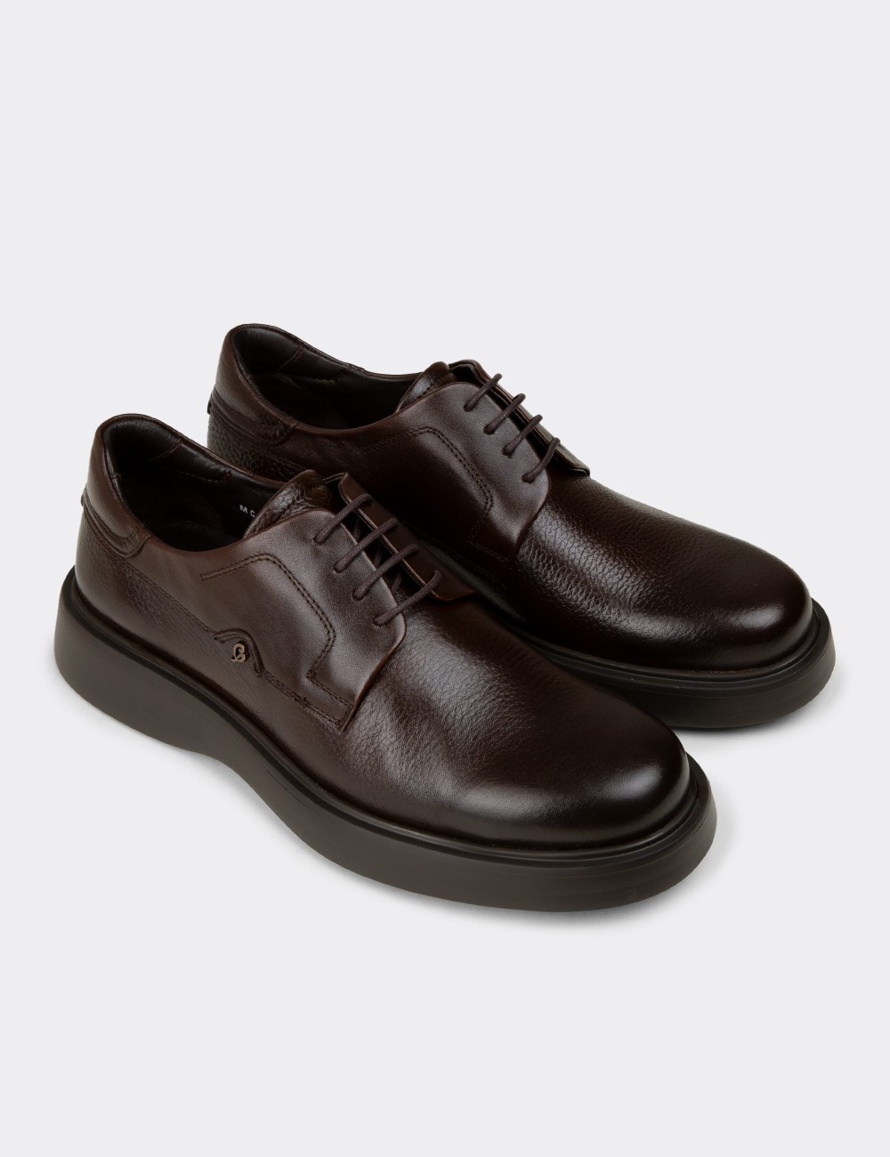 Men's Brown Leather Lace-up Shoes - F6605MKHVP01