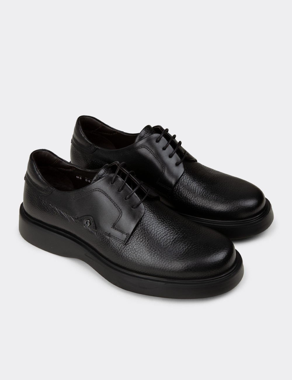 Men's Black Leather Lace-Up Shoes - F6605MSYHP01