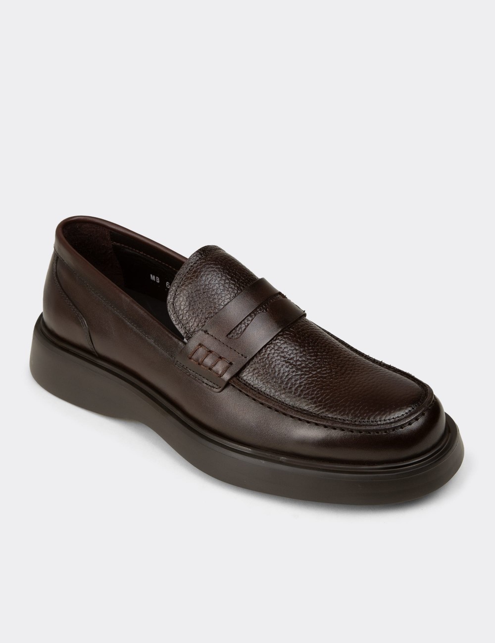 Men's Brown Leather Loafers - F6683MKHVP01