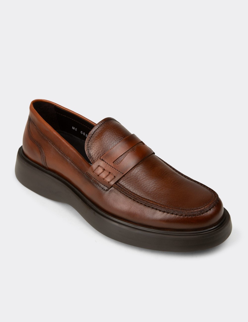 Men's Tan Leather Loafers - F6683MTBAP01