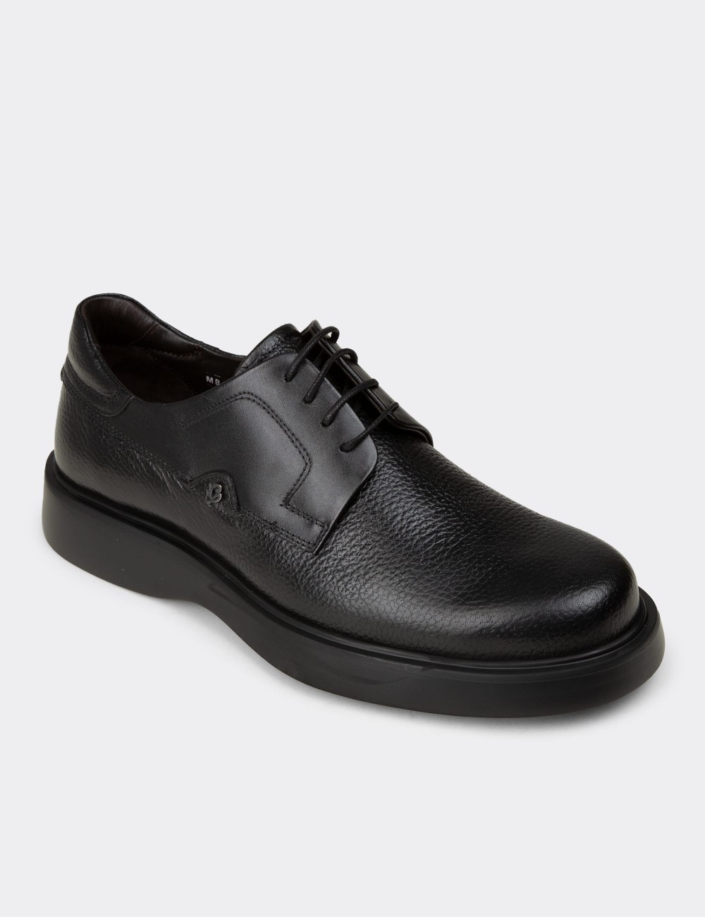 Men's Black Leather Lace-Up Shoes - F6605MSYHP01