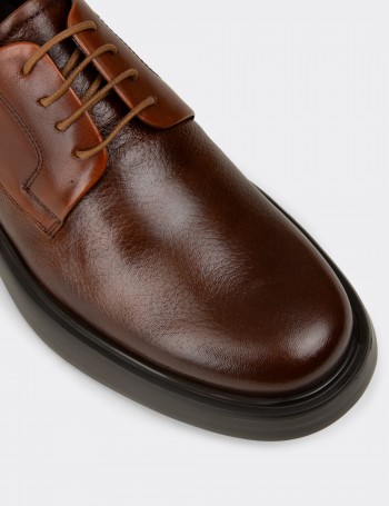 Men's Tan Leather Lace-Up Footwear