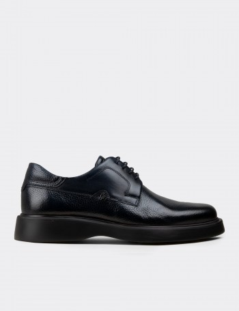 Navy Leather Lace-up Shoes