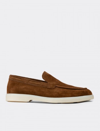 Men's Tan Suede Leather Loafers