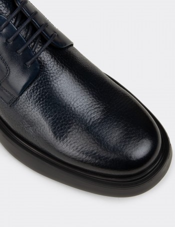 Navy Leather Lace-up Shoes