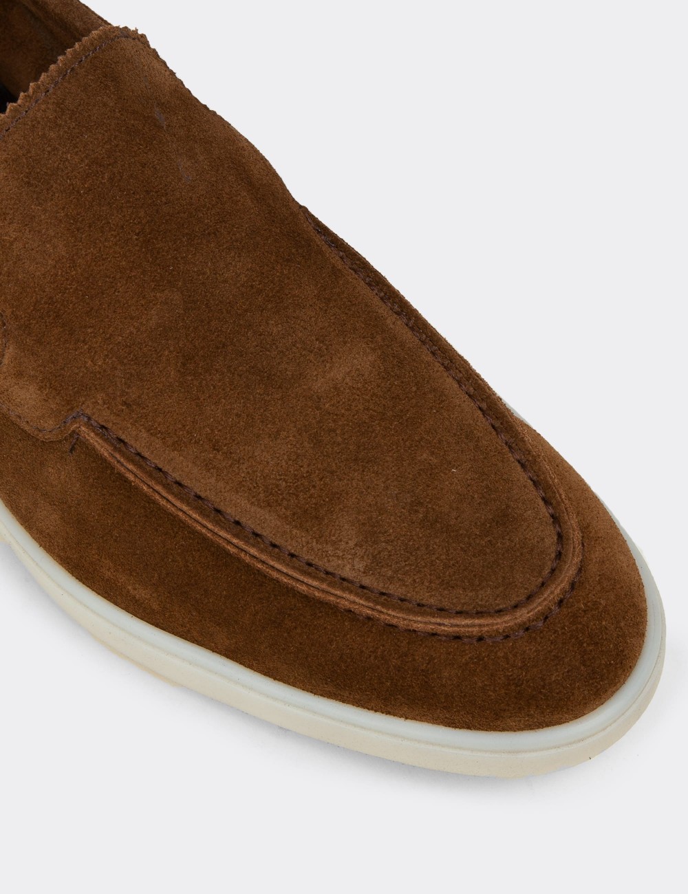 Men's Tan Suede Leather Loafers - 02032MTBAC01