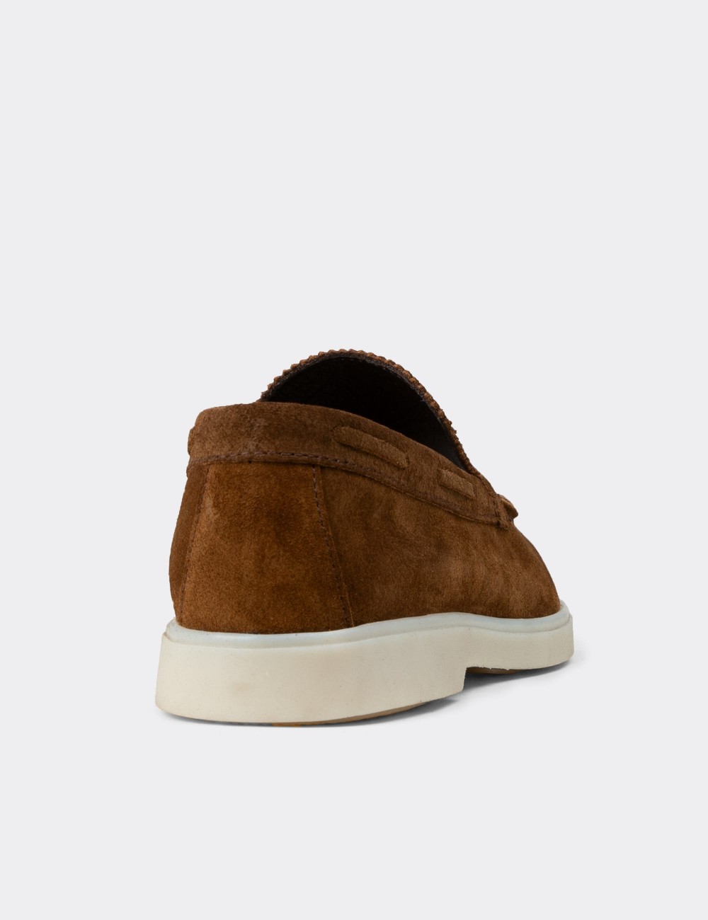 Men's Tan Suede Leather Loafers - 02032MTBAC01
