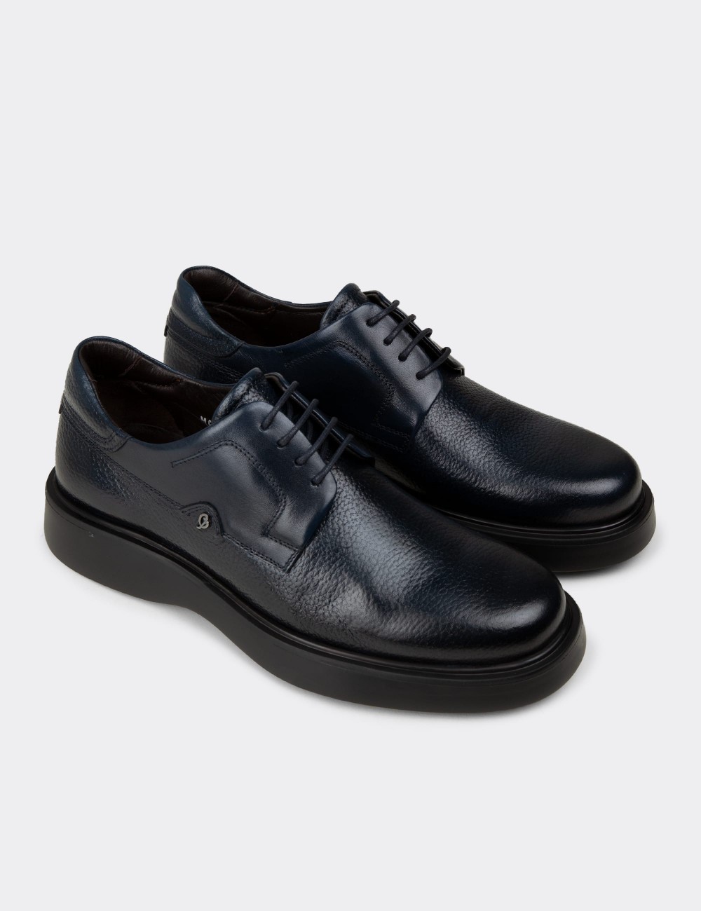 Navy Leather Lace-up Shoes - F6605MLCVP01