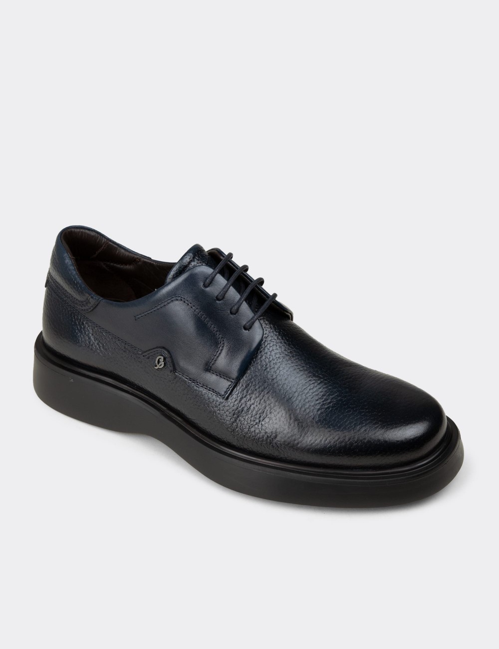 Navy Leather Lace-up Shoes - F6605MLCVP01