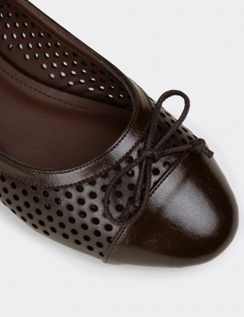 Women's Brown Perforated Ballet Flats