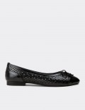 Women's Black Perforated Ballet Flats