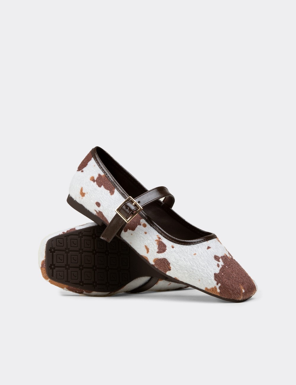 Women's Brown Mary Jane Flats - RD810ZKHVC01