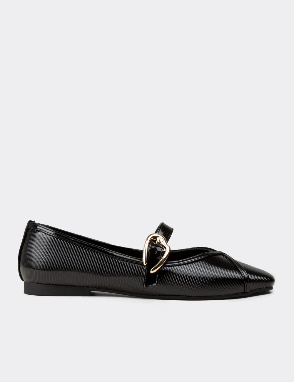 Women's Black Patent Mary Jane Flats - RD191ZSYHC01